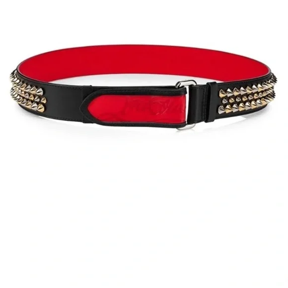 Christian Louboutin Gold Spiked Men’s Belt - Picture 7 of 8